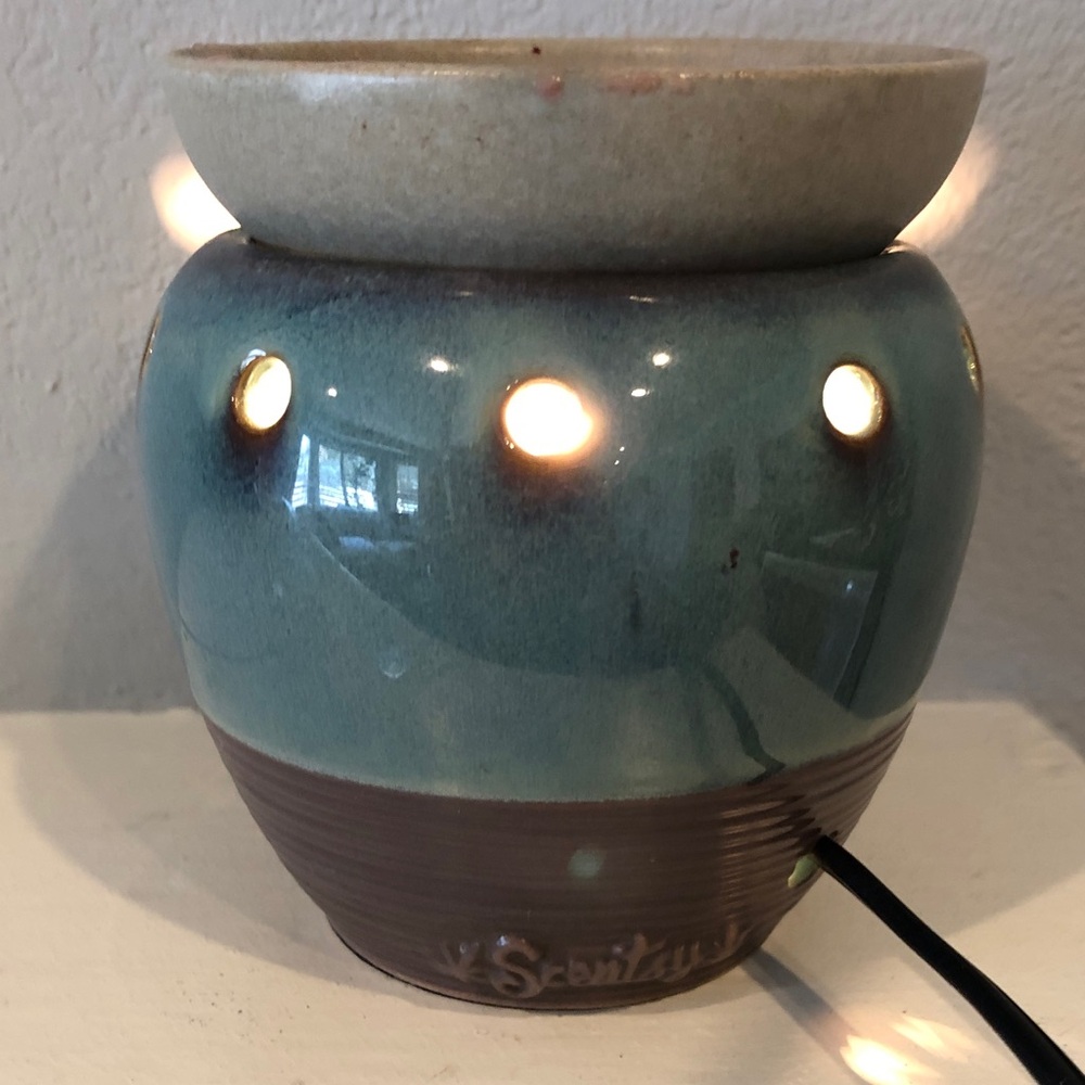 Scentsy Teal and Brown Glazed Ceramic Warmer